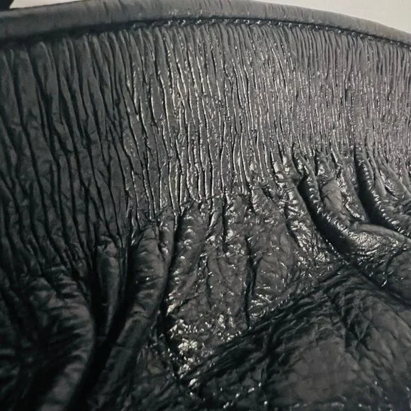 Banana Republic Black Soft Cow Leather Clutch/Wristlet Purse-Roomy-Zip Up-Prom - Picture 9 of 13